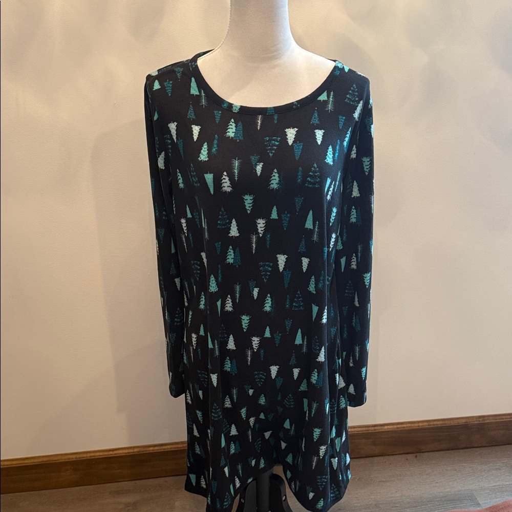 Charter Club Black and Teal Tree Print Nightgown